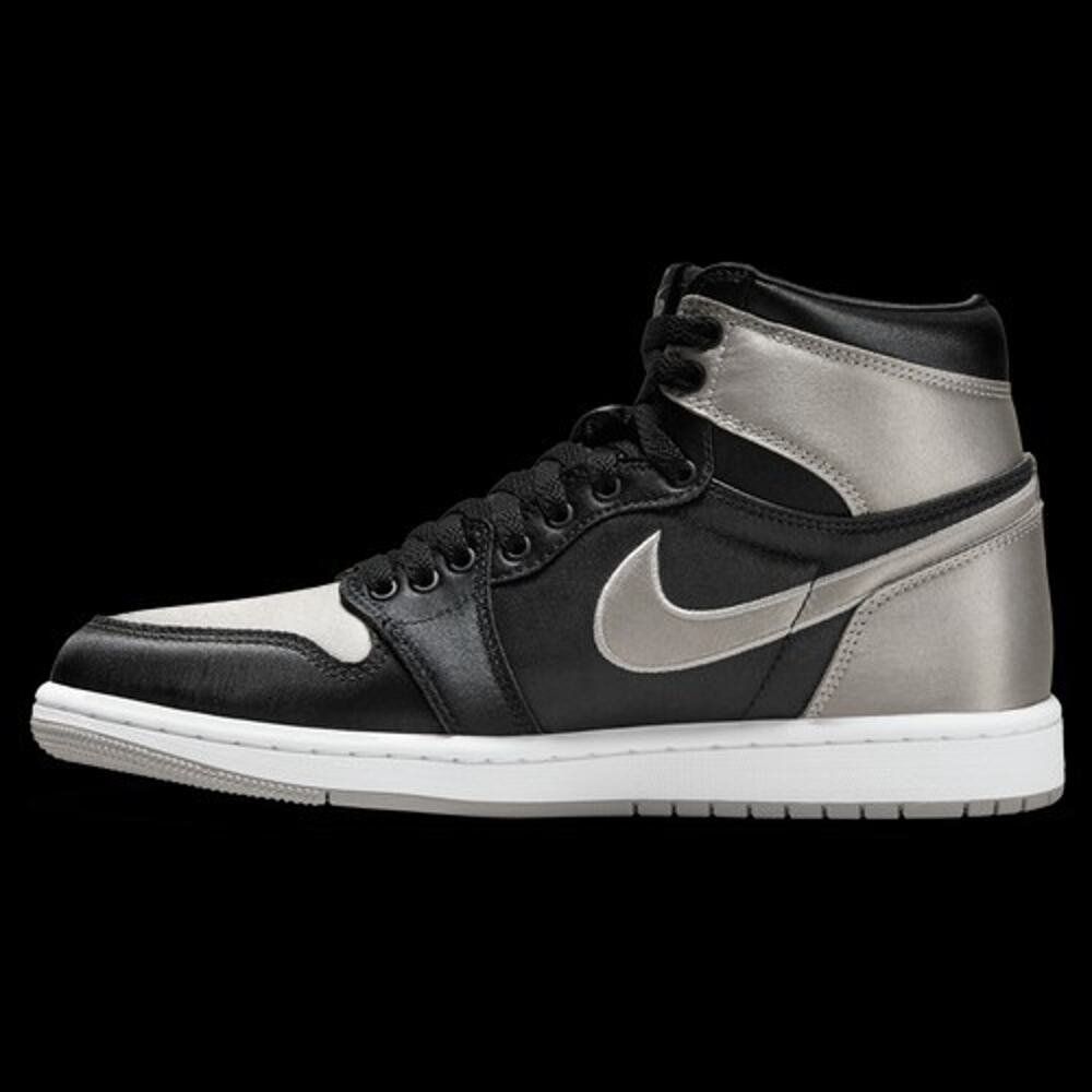 WOMENS AIR JORDAN 1 RETRO HIGH OG, BLACK/MEDIUM GREY SATIN FD4810 010 SIZE 11 - Picture 2 of 6